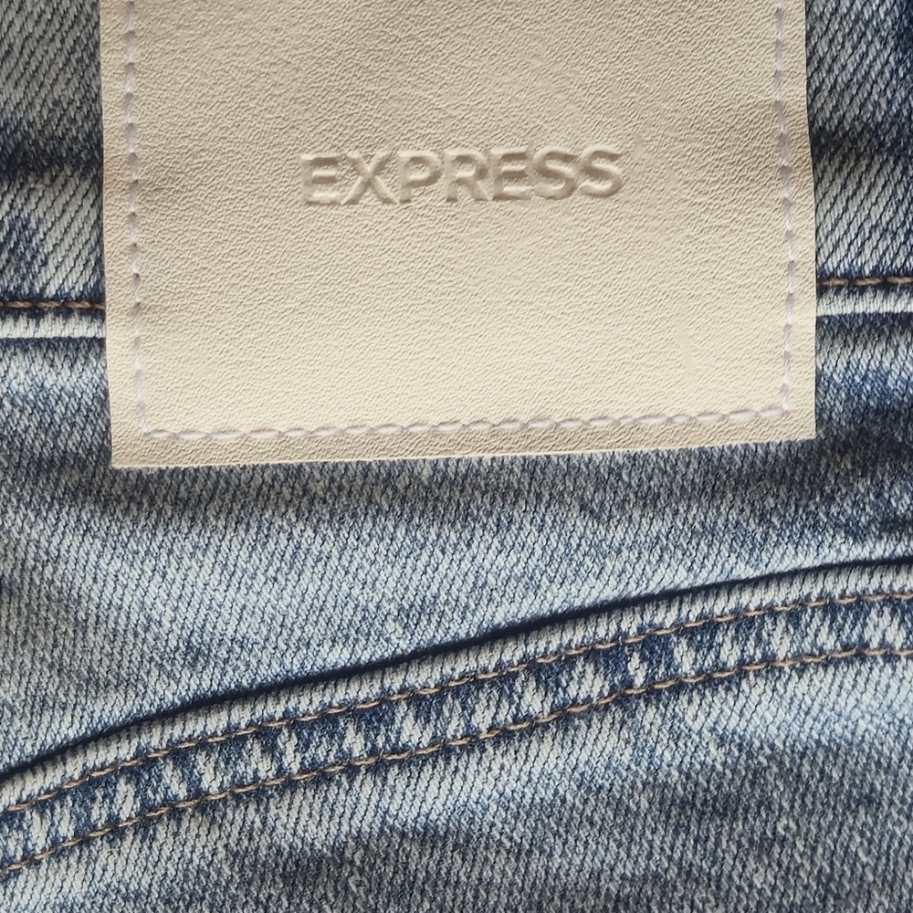 Express 70s Flare Mid Rise Stretch Light Blue Flare Jeans Size 2R - Picture 10 of 11